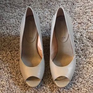 Khaki Open Toe Wedges